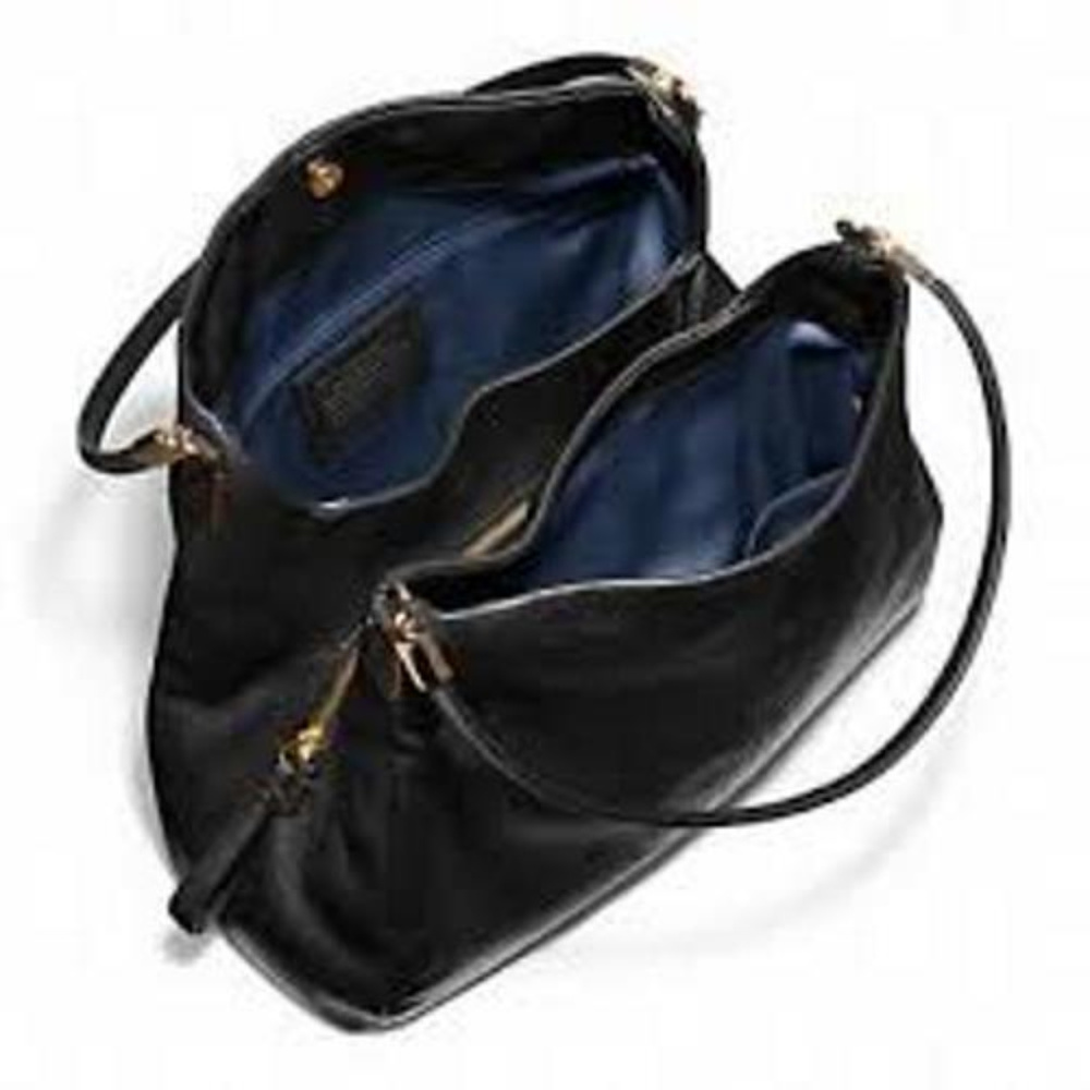 COACH HANDBAG BLACK LEATHER SHOULDER BAG TOTE HOBO - Picture 2 of 8